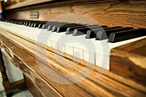 Closeup of a piano keys