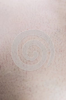 Closeup picture of unshaved hair on woman leg
