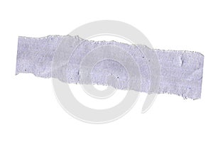 Closeup of a piece of empty gray paper with a rough, torn edge, isolated white transparent background