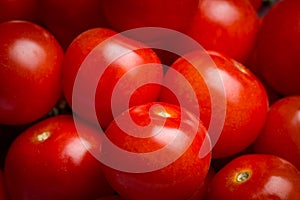 Closeup of a pile of cherry tomatoes