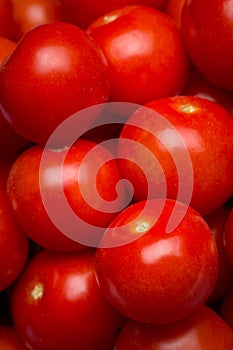 Closeup of a pile of cherry tomatoes