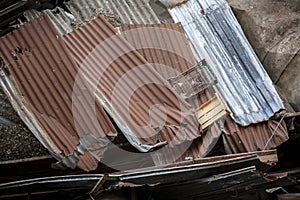 Closeup Of Pile Of Corrugated Iron Sheets