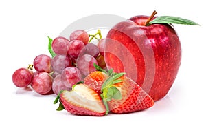 Closeup pile of different fresh organic fruits, mix fruit.