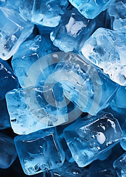 Closeup of a Pile of Ice Cubes with Blue Eyes photo