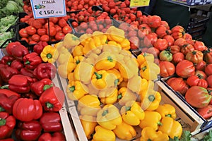 Peppers market vegetables food vegetarian