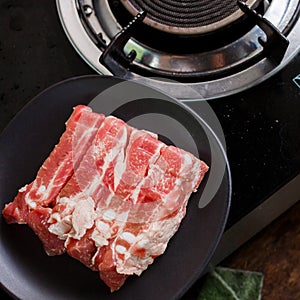 Closeup pile of raw pork bone