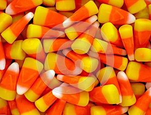 Closeup of pile of tasty candy corn candies