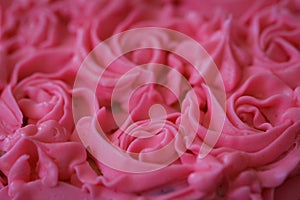 Closeup Of A Pink Rose Frosting Cake