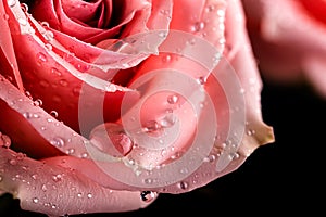 Closeup of a Pink Rose With Waterdrops