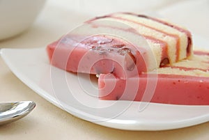 Closeup of pink sponge cake