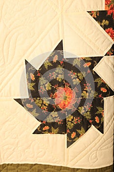 Closeup pinwheel dark Amish Handmade Quilt