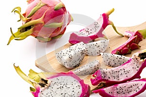 Closeup Of Pitaya Fruit Pulp And Peeled Off Skin