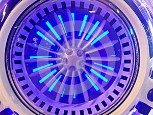 Closeup of plane turbine. Concept technology and scince