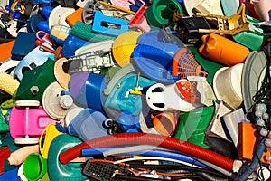 Closeup of a plastic waste pile