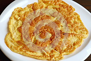 Plate of Fresh Cooked Delicious Thai Style Omelette