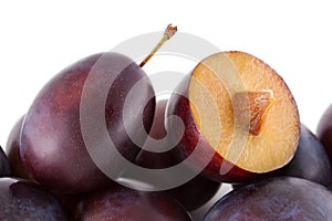 Closeup on plums, fresh fruits