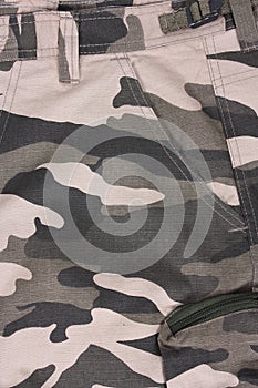 Closeup pocket camouflage pants / shorts (front)