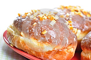 Closeup of polish donuts.