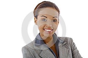 Closeup portrait of afro businesswoman