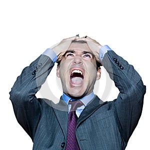 Closeup portrait of angry mature man shouting