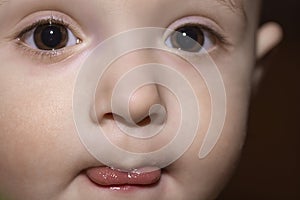 Closeup portrait of baby boy`s face