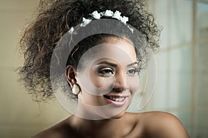 Closeup portrait of beautiful hispanic young woman