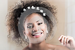 Closeup portrait of beautiful hispanic young woman