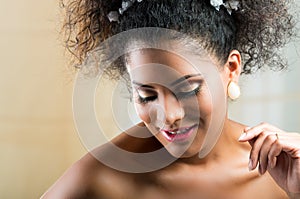 Closeup portrait of beautiful hispanic young woman