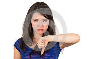 Closeup portrait of beautiful young sad girl