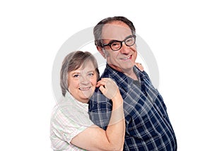 Closeup portrait of cheerful senior couple