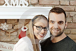 Closeup portrait of christmas couple