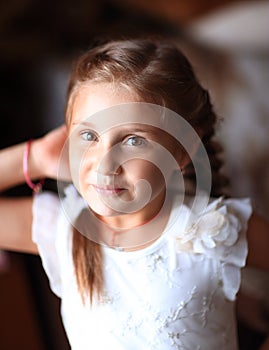 Closeup. portrait of a cute little girl. photo in retro style