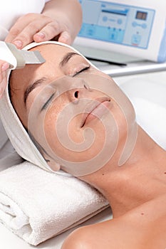 Closeup portrait of facial beauty treatment