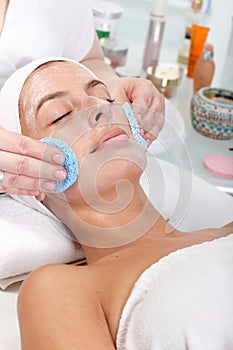 Closeup portrait of facial beauty treatment