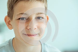 Closeup portrait of handsom teen boy