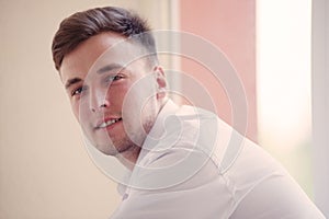 Closeup portrait of handsome mid-adult man .