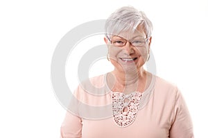 Closeup portrait of happy granny
