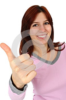 Closeup portrait of a happy young lady