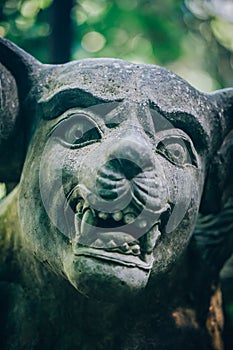 Closeup portrait of Hindu Buddhist traditional animal sculpture