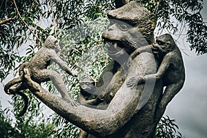 Closeup portrait of Hindu Buddhist traditional animal sculpture