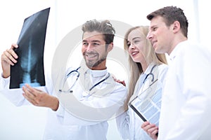 Closeup portrait of intellectual healthcare professionals with w