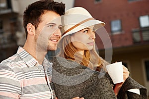 Closeup portrait of loving couple