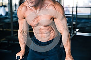 CLoseup portrait of a man workout on bars