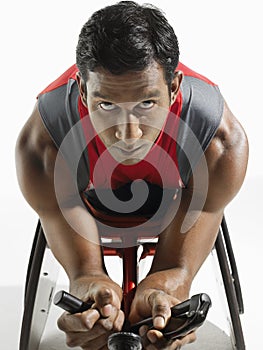 Closeup Portrait Of Paraplegic Cycler photo