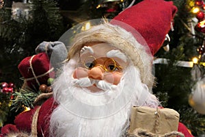 Closeup portrait Santa Claus doll