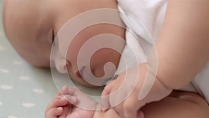 Closeup portrait of a sleeping newborn baby.