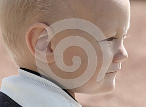 Closeup portrait of smart boy