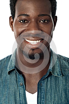 Closeup portrait of smiling black teenager