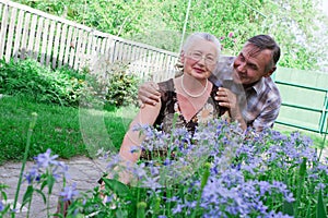 Closeup portrait of a smiling elderly couple