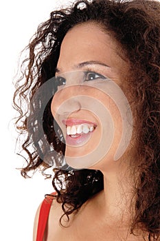 Closeup portrait of smiling woman.